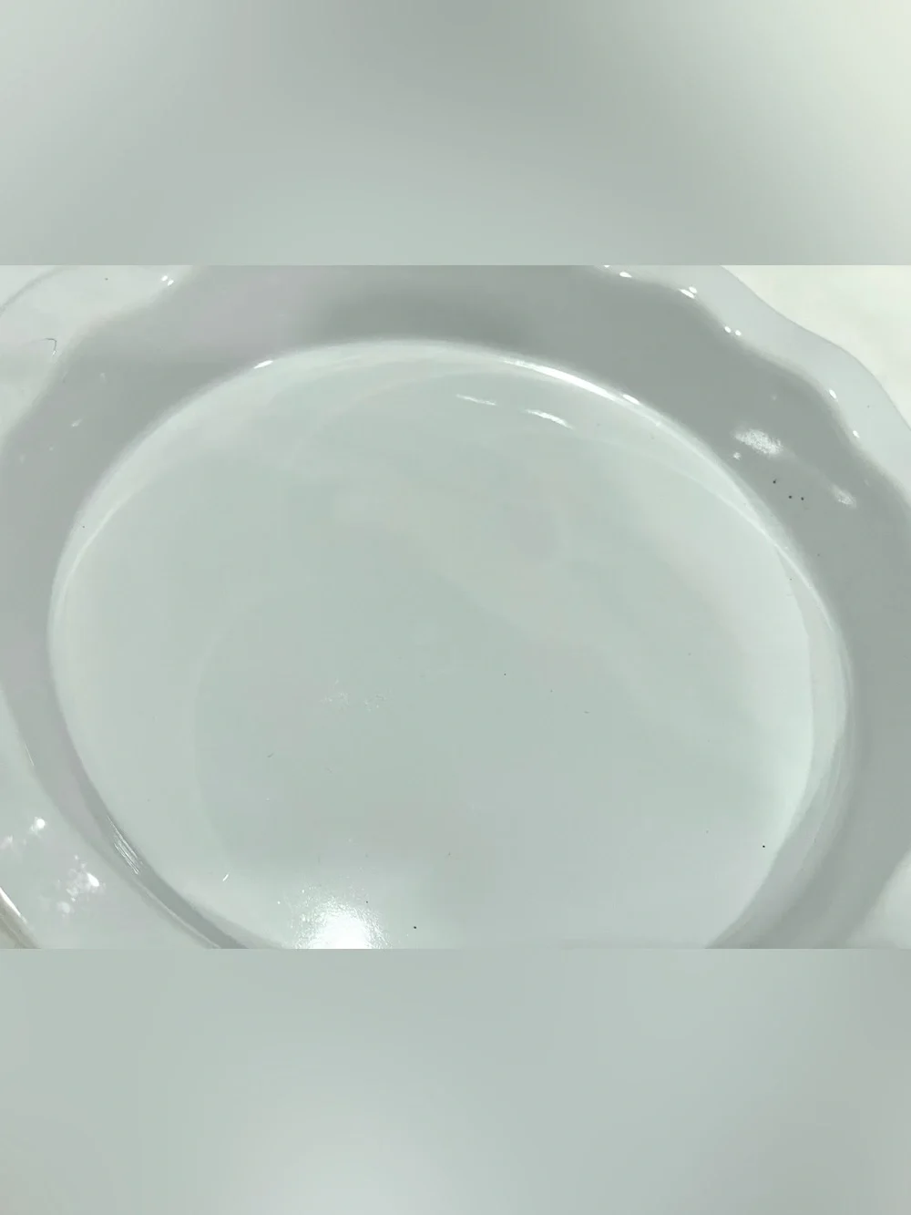 Modern Gourmet Foods White on White Ceramic 7” Handled Pie Dish Ruffled Edges